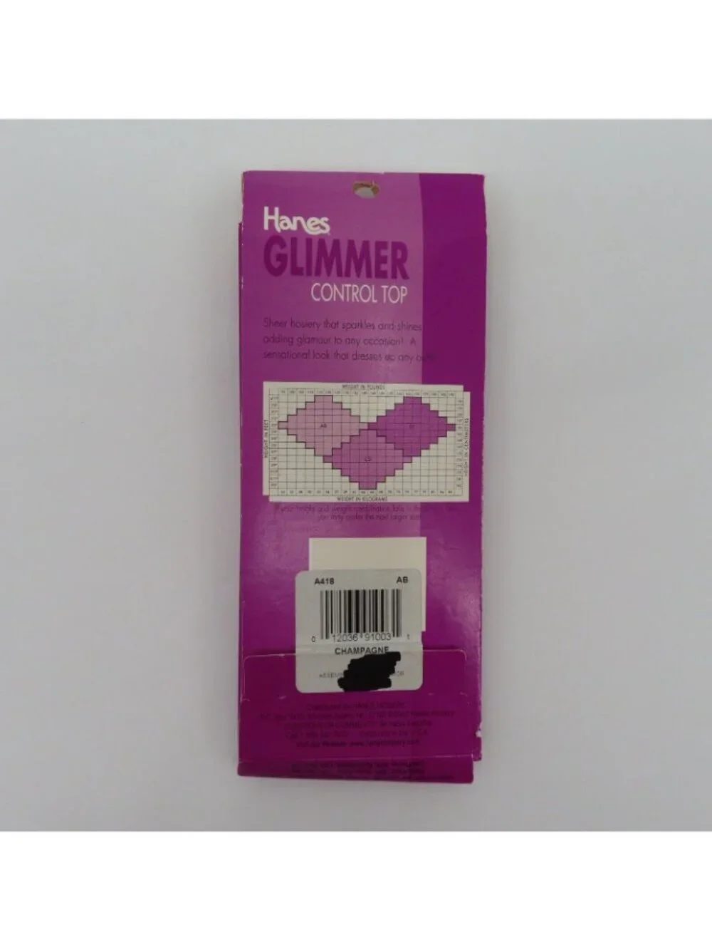 Hanes Glimmer Control Top AB Champagne OA418 2005 Hosiery Tights NEW Women Y2K